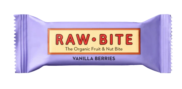 Baton fara gluten, fara zahar vanilla berries - fructe de padure si vanilie bio 50g Raw Bite