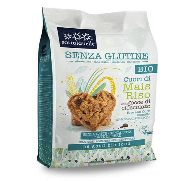 Biscuiti bio cu fulgi de ciocolata fara gluten 250g Sottolestelle