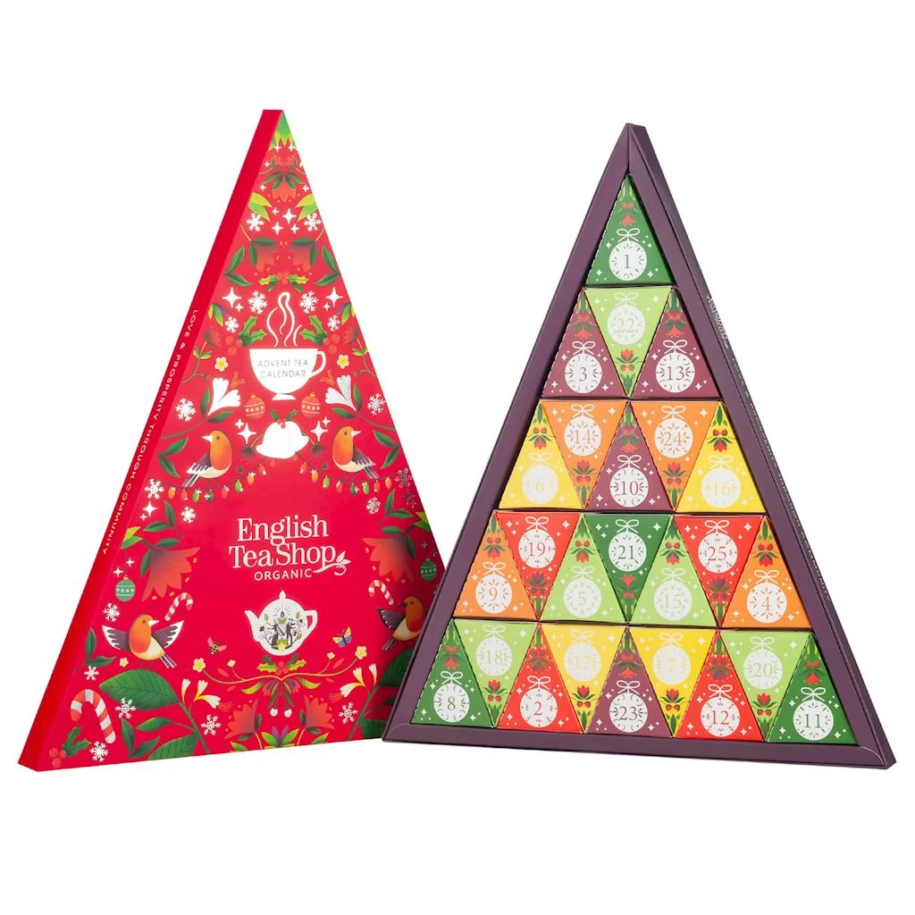 Calendar Advent Red Christmas Tree (ceaiuri) Bio piramida 13arome (25X2g),50g English Tea