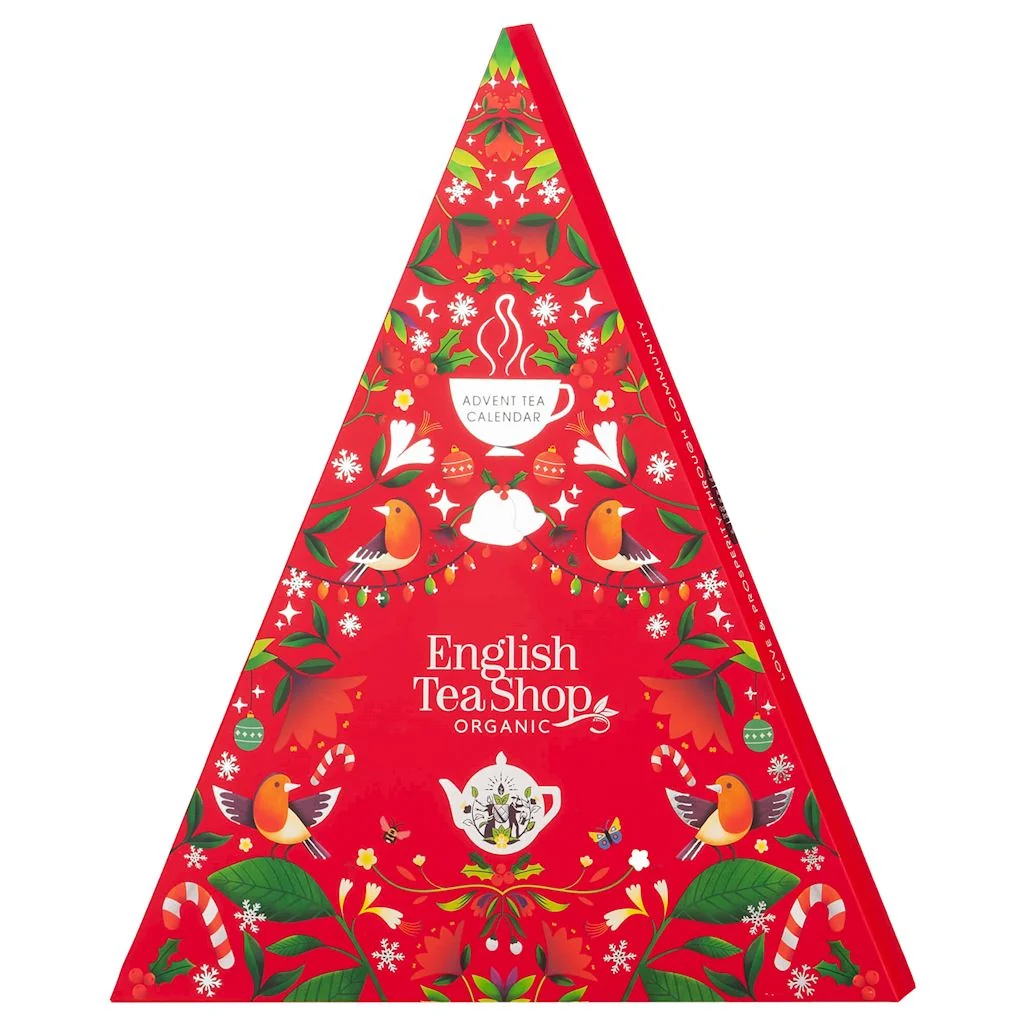 Calendar Advent Red Christmas Tree (ceaiuri) Bio piramida 13arome (25X2g),50g English Tea - Image 2