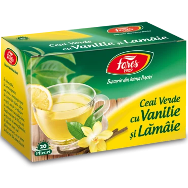 Ceai verde cu vanilie si lamaie 20 plicuri Fares