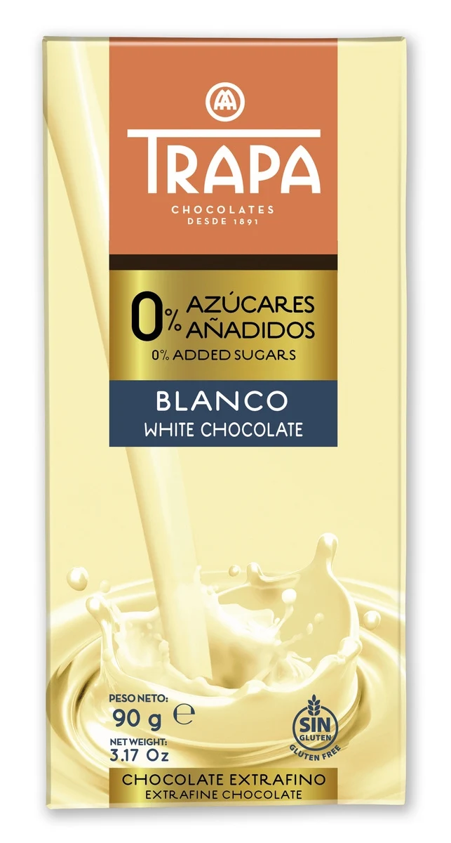 Ciocolata alba cu indulcitori 90g Trapa