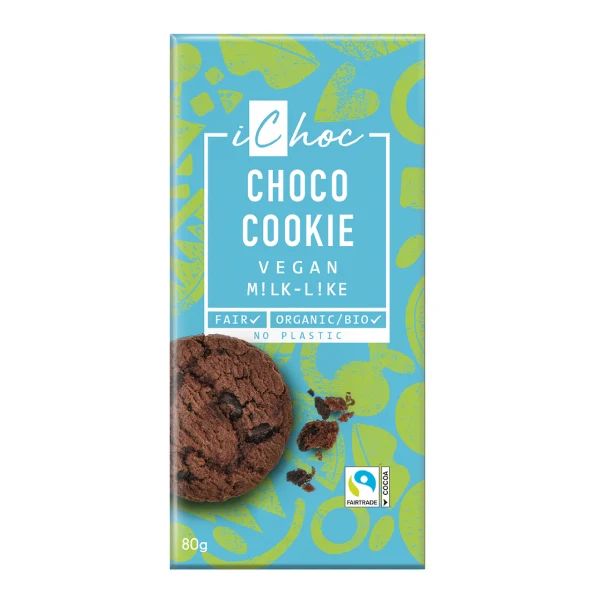 Ciocolata Vegana cu Cookies 80g Ichoc