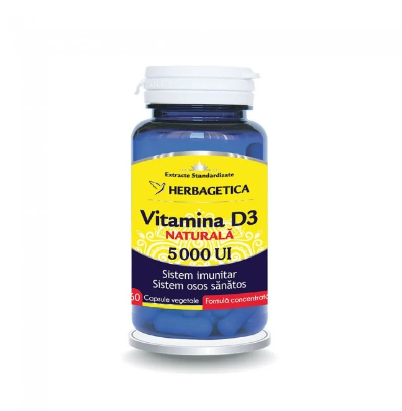 Vitamina D3 natural 5000 UI - 60cps Herbagetica