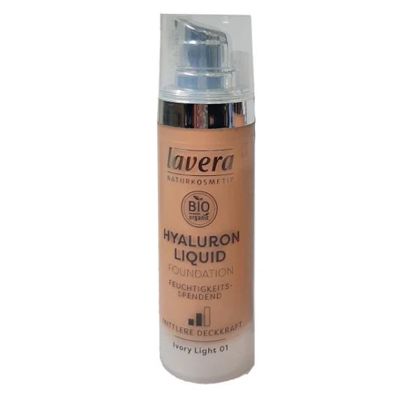 Fond de ten bio Hyaluron Liquid, acoperire medie 30 ml Lavera Ivory Light 01