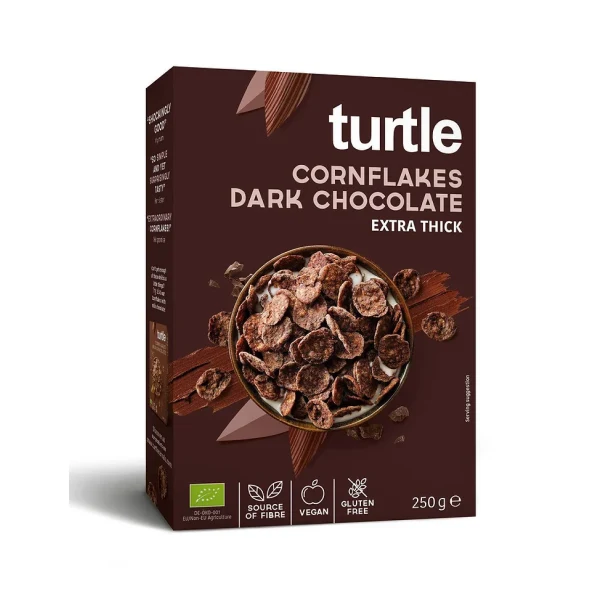 Fulgi de porumb Bio inveliti in ciocolata neagra fara gluten 250g Turtle