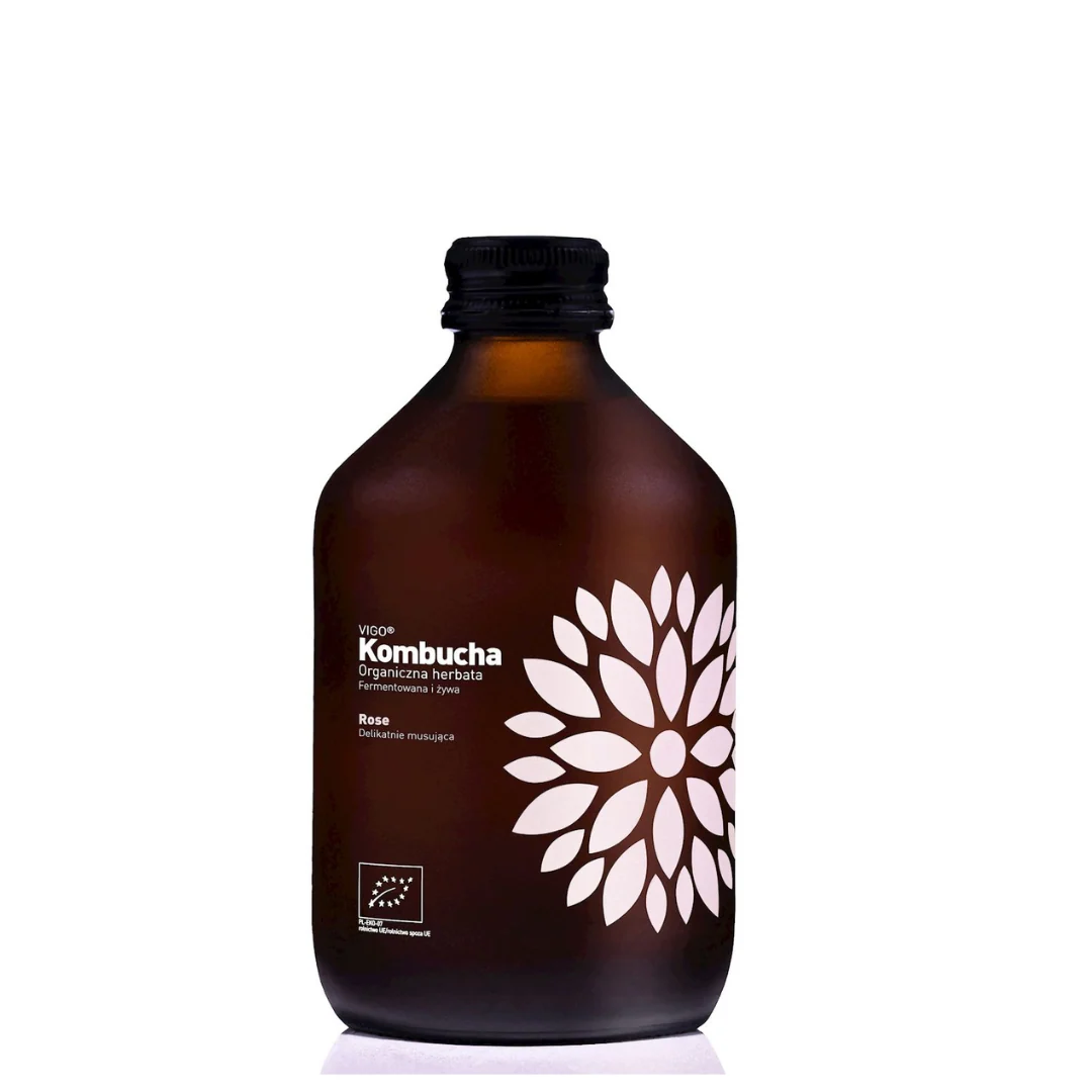 Kombucha cu trandafiri Bio fara gluten 330ml Vigo
