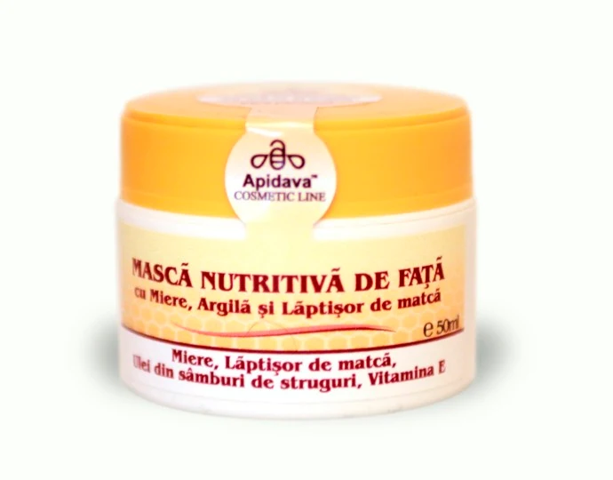 Masca Nutritiva de Fata cu Miere Argila si Laptisor de matca 50ml Apidava