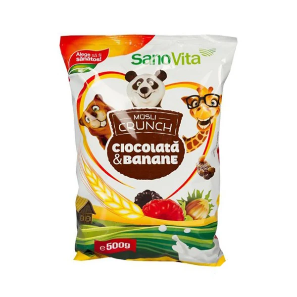 Musli Crunch Banane si Ciocolata 500g SanoVita