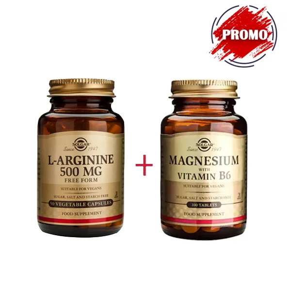 Pachet L-Arginine 500MG 50cps + Magneziu cu vitamina B6 100cps Radix