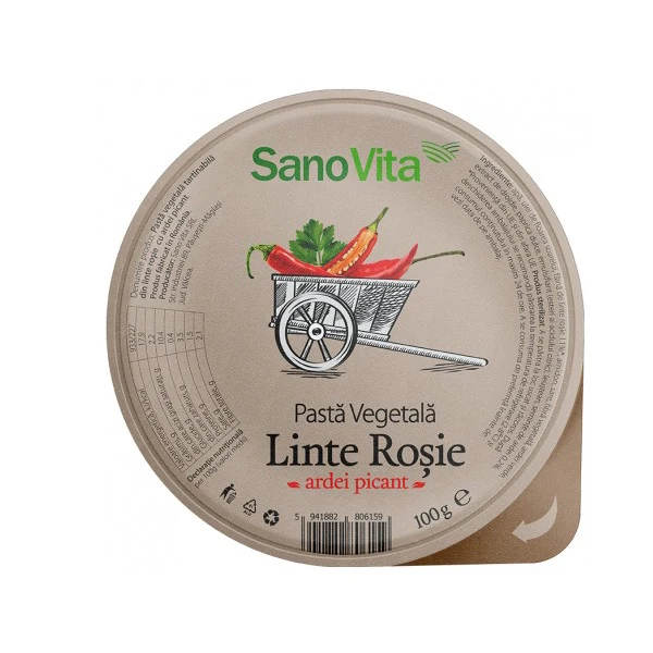 Pasta Linte Rosie cu Ardei Picat 100g SanoVita