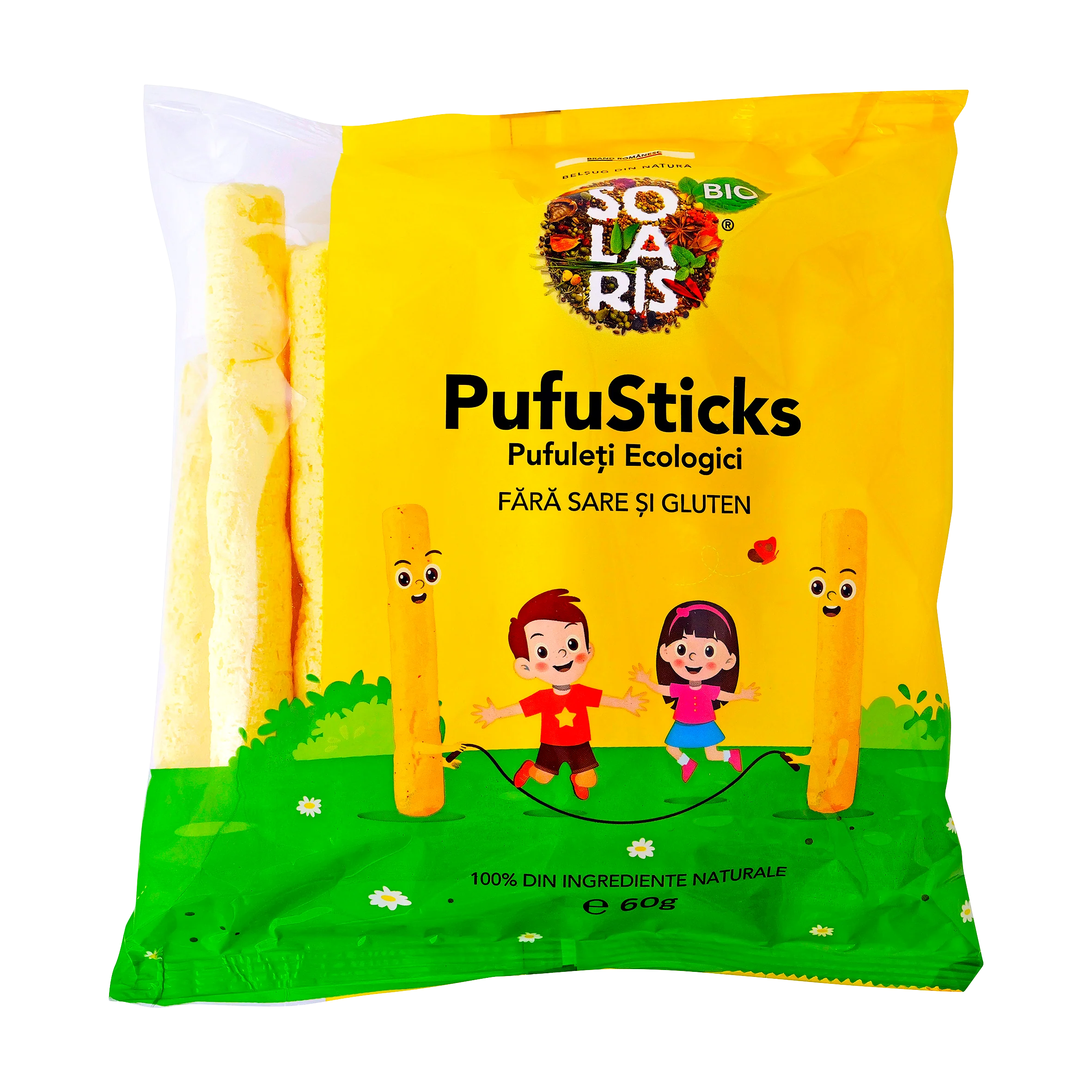 Pufusticks pufuleti bio fara sare si gluten 60G Solaris