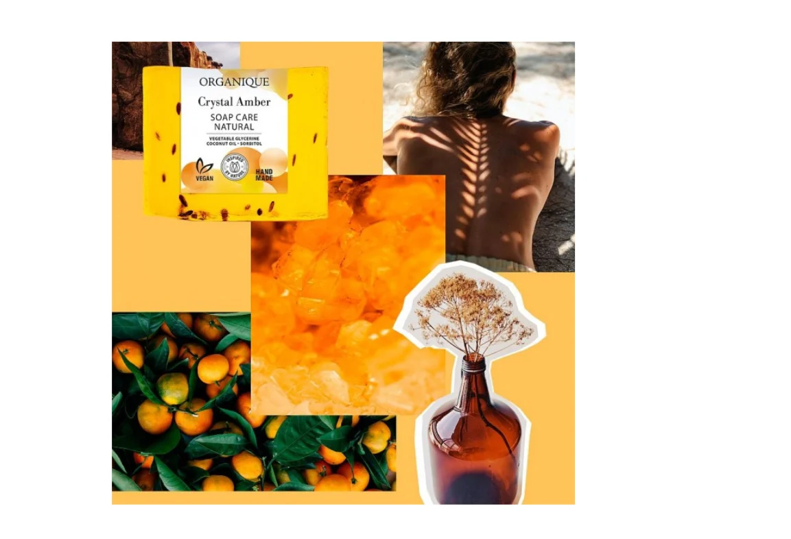 Sapun cu chihlimbar, migdale si mandarine Crystal Amber - 100g Organique - Image 2