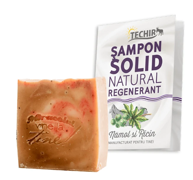 Sampon natural solid regenerant cu namol si ricin 120g Techir