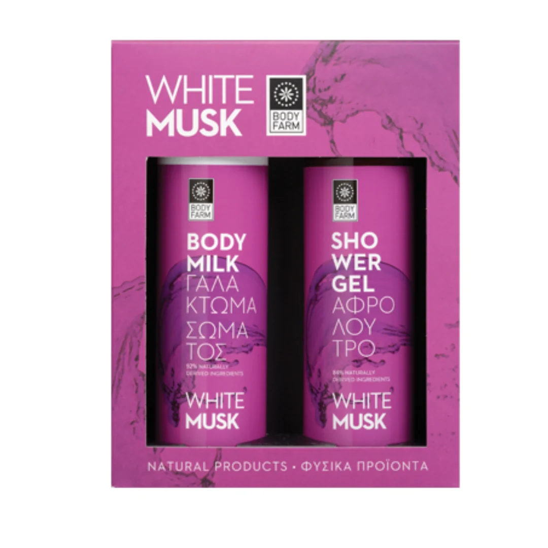 Set mosc alb gel de dus 250 + lapte de corp 250ml Body Farm