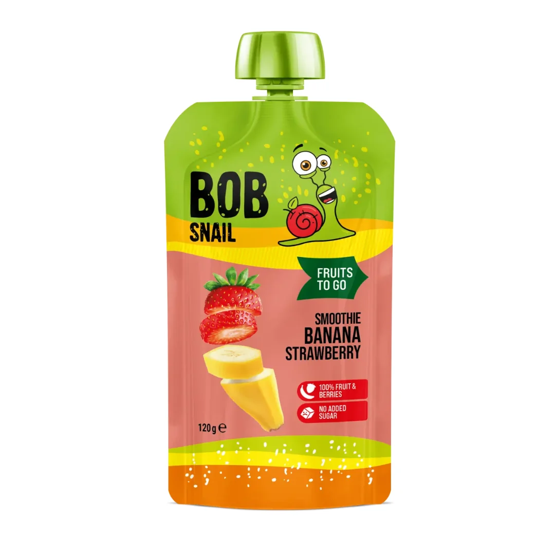Smoothie din banane si capsuni fara zahar adaugat 120g Bob Snail