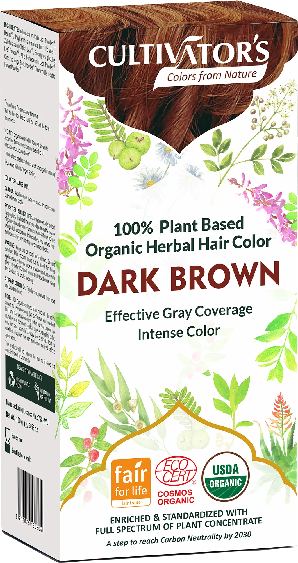 Vopsea bio din plante Dark Brown 100g Cultivator's