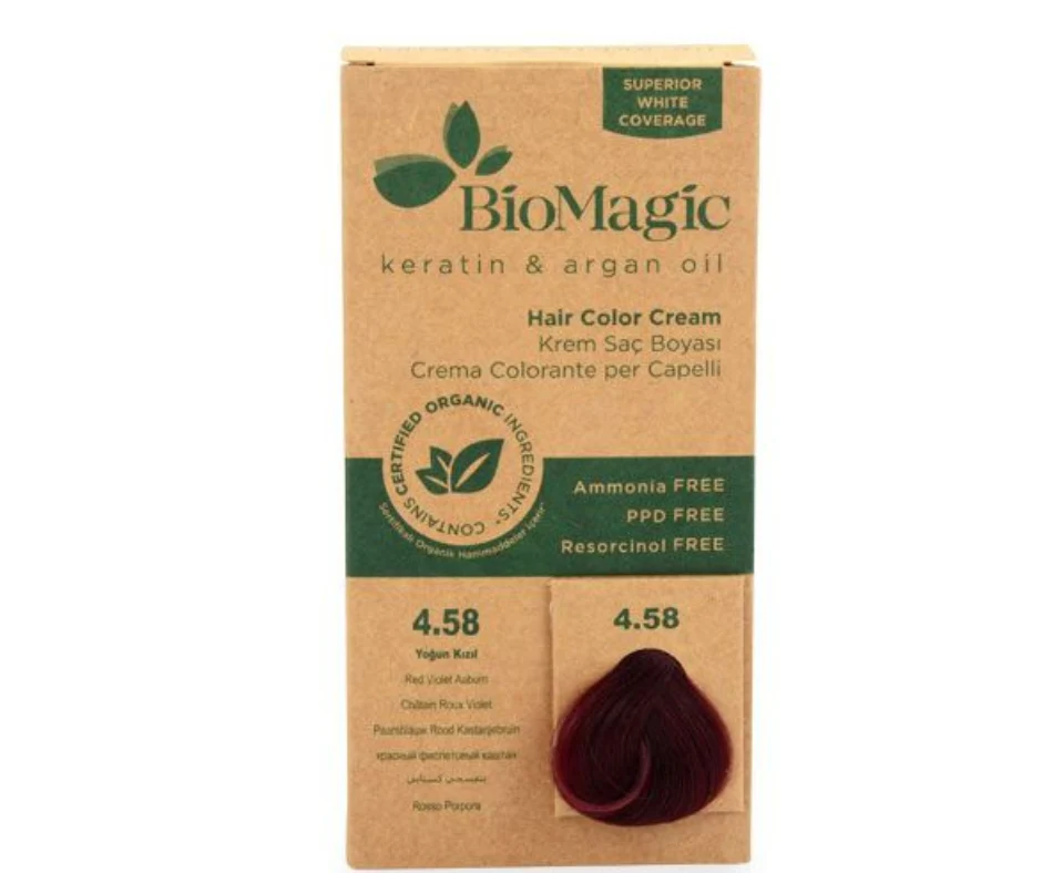 Vopsea de par fara amoniac 4.58 Red Velvet Auburn BioMagic